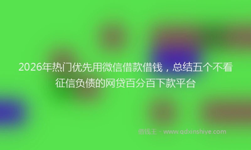2026年热门优先用微信借款借钱，总结五个不看征信负债的网贷百分百下款平台