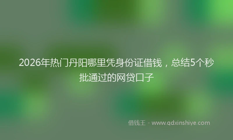 2026年热门丹阳哪里凭身份证借钱，总结5个秒批通过的网贷口子