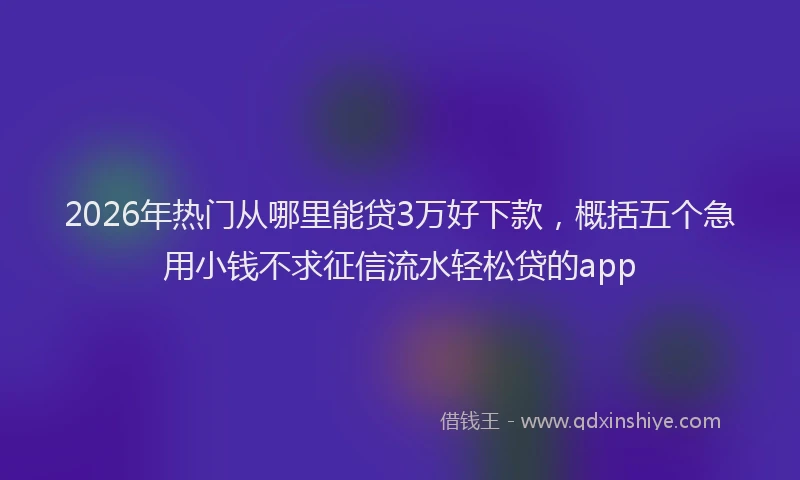 2026年热门从哪里能贷3万好下款，概括五个急用小钱不求征信流水轻松贷的app