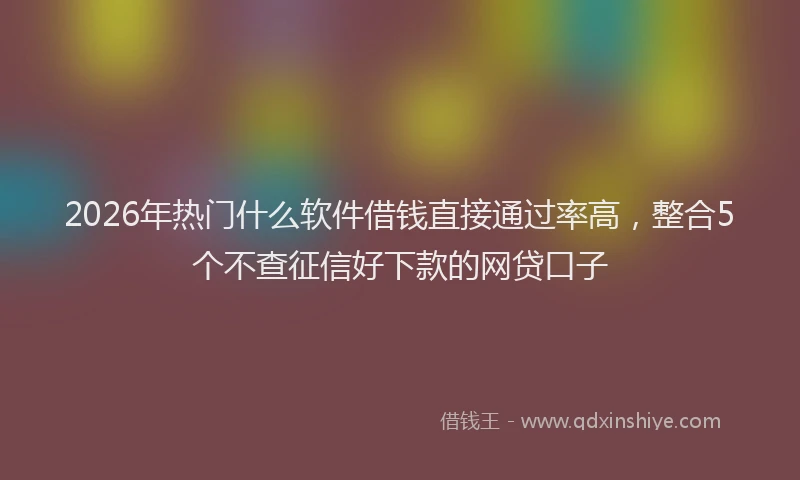 2026年热门什么软件借钱直接通过率高，整合5个不查征信好下款的网贷口子