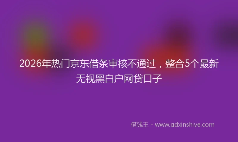 2026年热门京东借条审核不通过，整合5个最新无视黑白户网贷口子