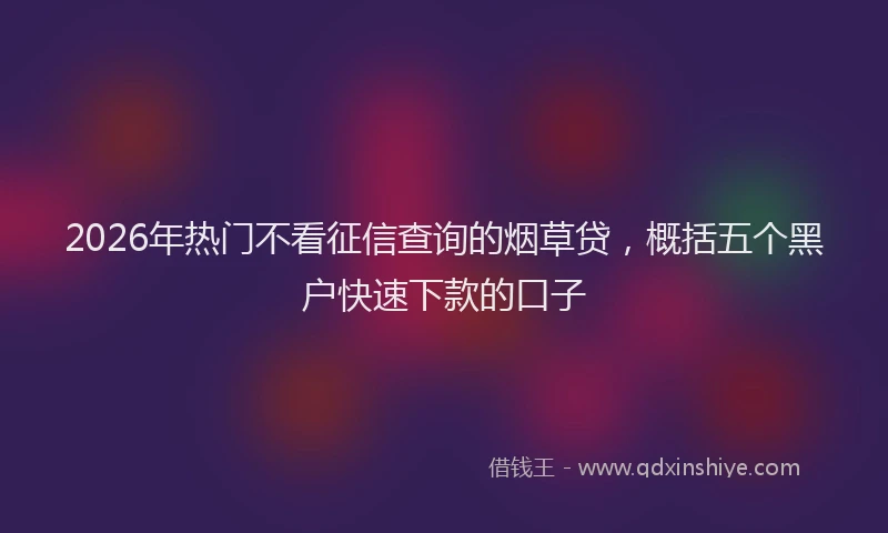 2026年热门不看征信查询的烟草贷，概括五个黑户快速下款的口子