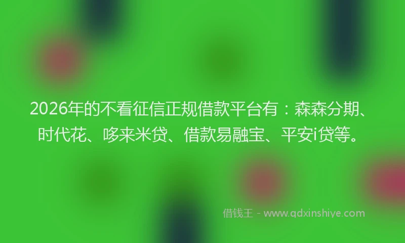 2026年的不看征信正规借款平台有：森森分期、时代花、哆来米贷、借款易融宝、平安i贷等。