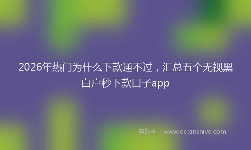 2026年热门为什么下款通不过，汇总五个无视黑白户秒下款口子app