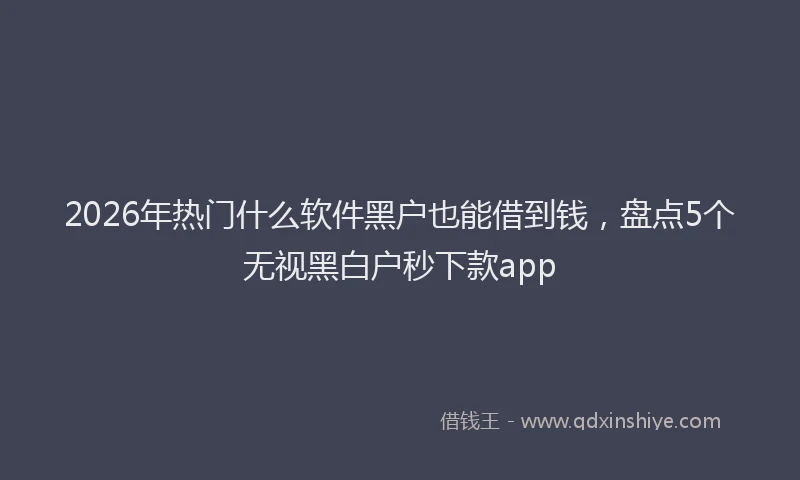 2026年热门什么软件黑户也能借到钱，盘点5个无视黑白户秒下款app