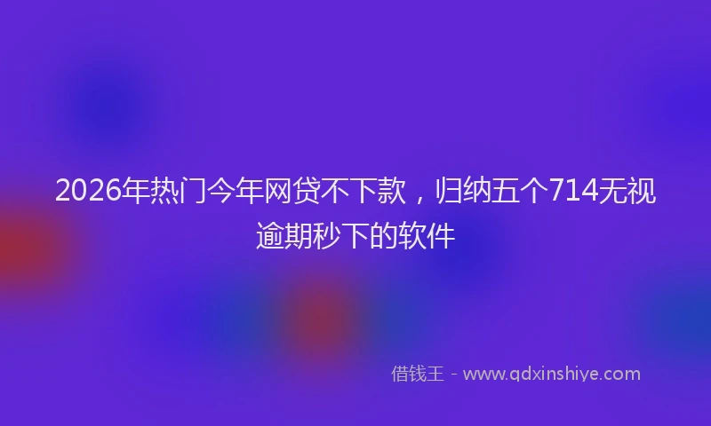 2026年热门今年网贷不下款，归纳五个714无视逾期秒下的软件
