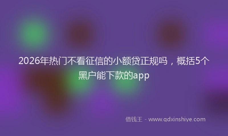 2026年热门不看征信的小额贷正规吗，概括5个黑户能下款的app