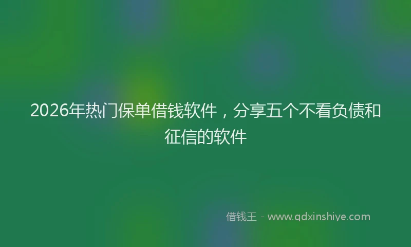 2026年热门保单借钱软件，分享五个不看负债和征信的软件