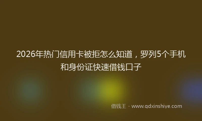 2026年热门信用卡被拒怎么知道，罗列5个手机和身份证快速借钱口子