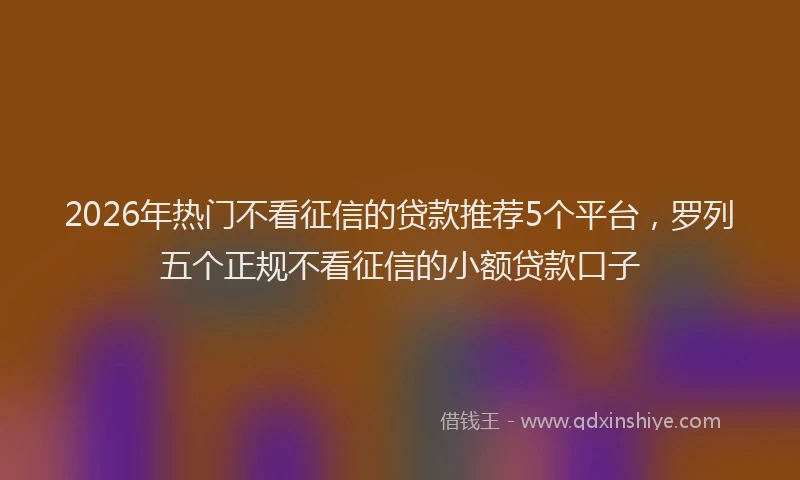 2026年热门不看征信的贷款推荐5个平台，罗列五个正规不看征信的小额贷款口子