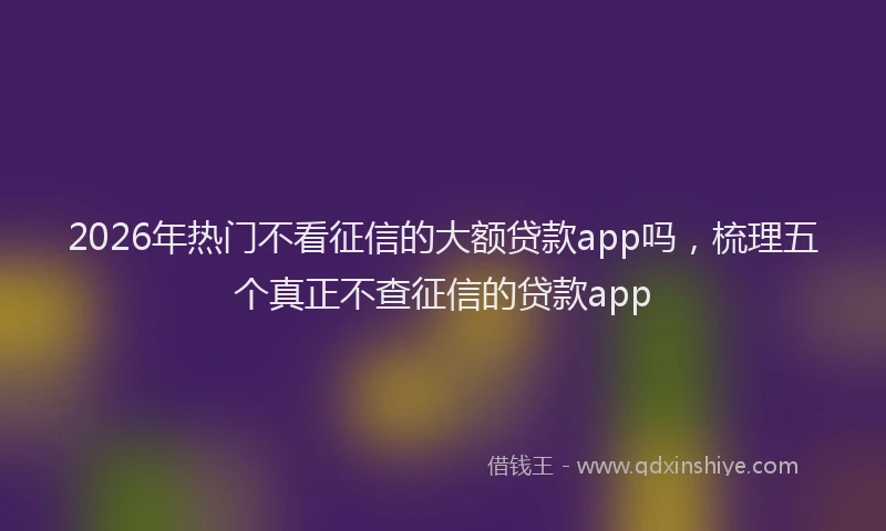 2026年热门不看征信的大额贷款app吗，梳理五个真正不查征信的贷款app