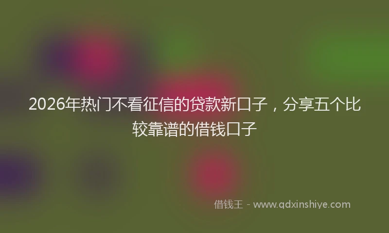 2026年热门不看征信的贷款新口子，分享五个比较靠谱的借钱口子