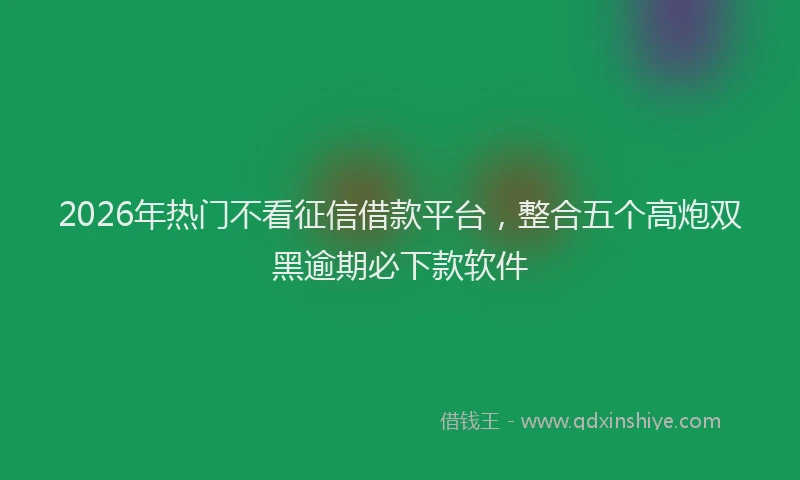 2026年热门不看征信借款平台，整合五个高炮双黑逾期必下款软件