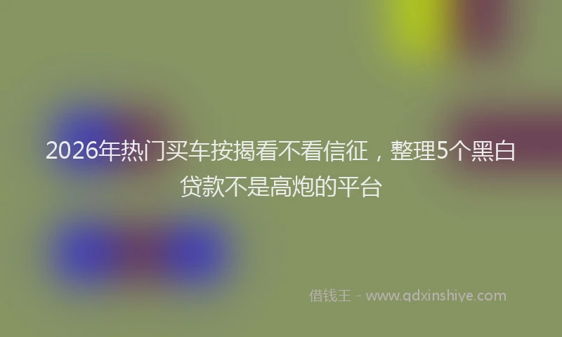 2026年热门买车按揭看不看信征，整理5个黑白贷款不是高炮的平台