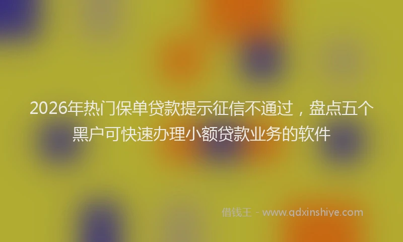 2026年热门保单贷款提示征信不通过，盘点五个黑户可快速办理小额贷款业务的软件