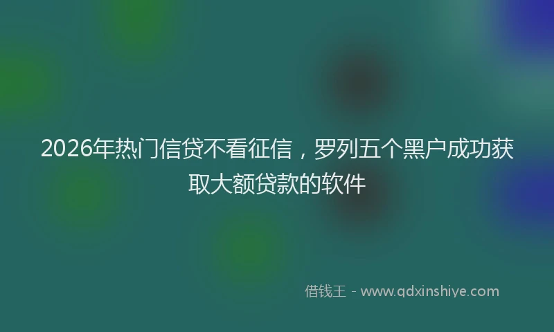 2026年热门信贷不看征信，罗列五个黑户成功获取大额贷款的软件