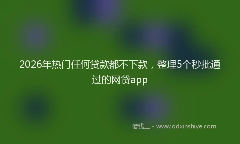 2026年热门任何贷款都不下款，整理5个秒批通过的网贷app