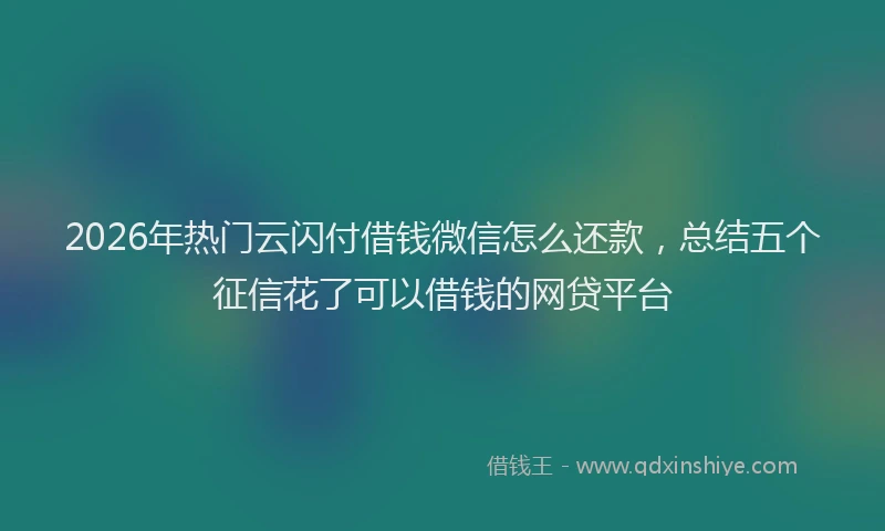 2026年热门云闪付借钱微信怎么还款，总结五个征信花了可以借钱的网贷平台