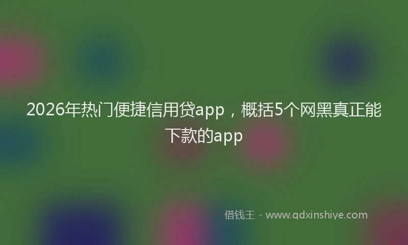 2026年热门便捷信用贷app，概括5个网黑真正能下款的app