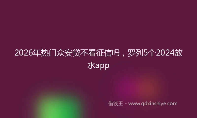 2026年热门众安贷不看征信吗，罗列5个2024放水app