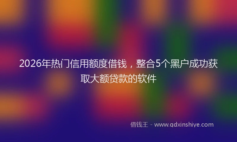 2026年热门信用额度借钱，整合5个黑户成功获取大额贷款的软件