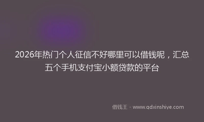 2026年热门个人征信不好哪里可以借钱呢，汇总五个手机支付宝小额贷款的平台
