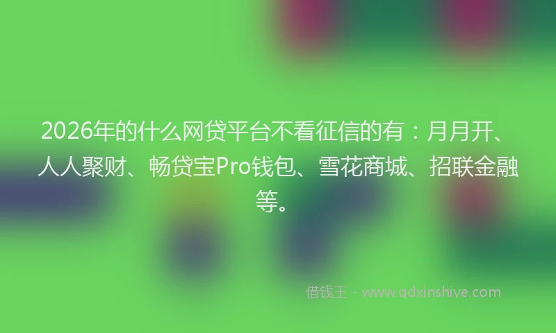 2026年的什么网贷平台不看征信的有：月月开、人人聚财、畅贷宝Pro钱包、雪花商城、招联金融等。