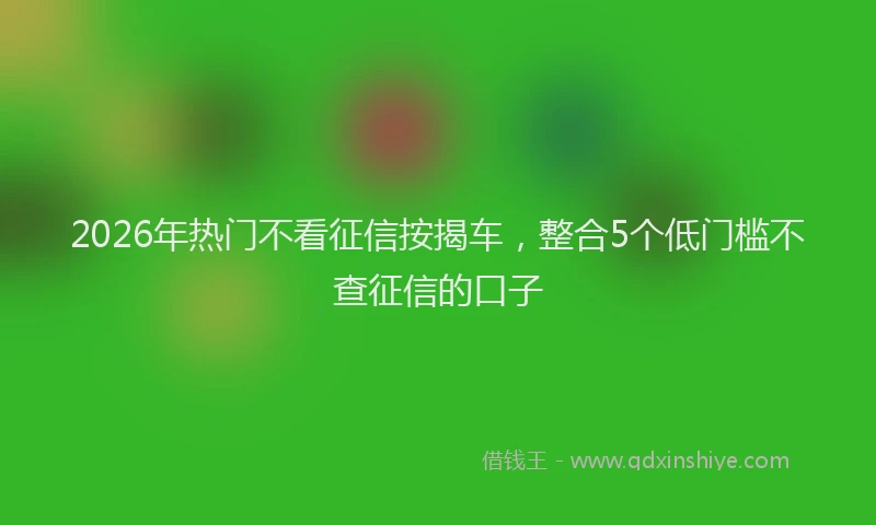 2026年热门不看征信按揭车，整合5个低门槛不查征信的口子