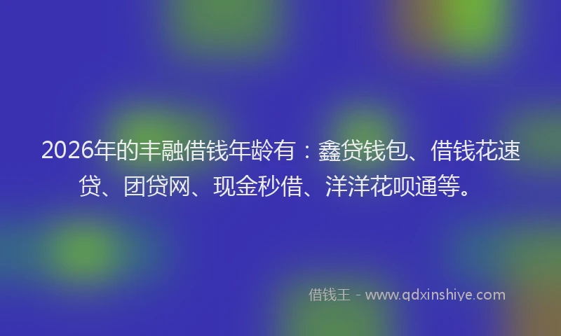 2026年的丰融借钱年龄有：鑫贷钱包、借钱花速贷、团贷网、现金秒借、洋洋花呗通等。