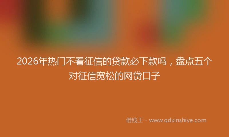 2026年热门不看征信的贷款必下款吗，盘点五个对征信宽松的网贷口子