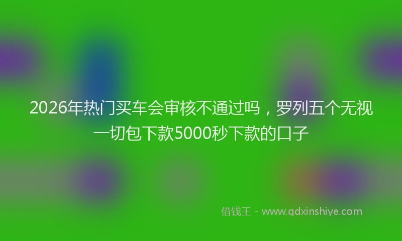 2026年热门买车会审核不通过吗，罗列五个无视一切包下款5000秒下款的口子