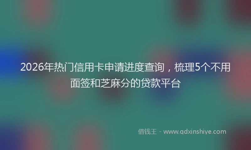 2026年热门信用卡申请进度查询，梳理5个不用面签和芝麻分的贷款平台