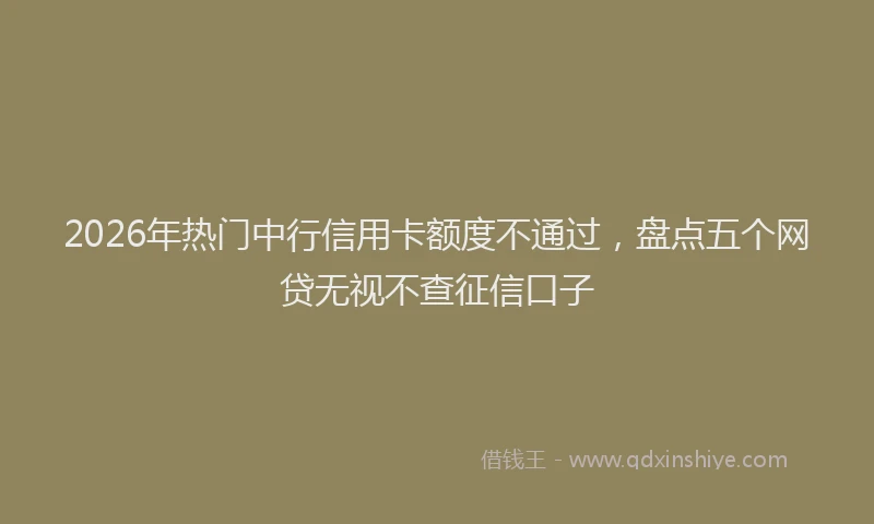 2026年热门中行信用卡额度不通过，盘点五个网贷无视不查征信口子