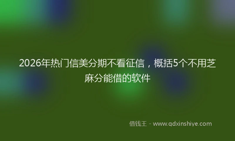 2026年热门信美分期不看征信，概括5个不用芝麻分能借的软件