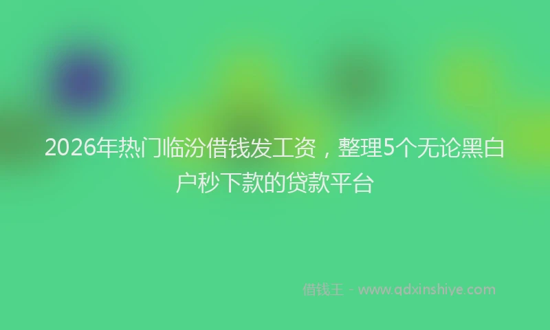 2026年热门临汾借钱发工资，整理5个无论黑白户秒下款的贷款平台
