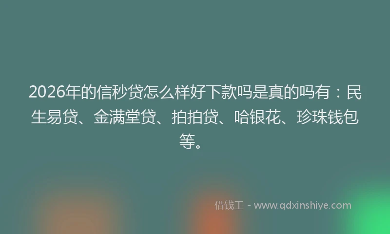 2026年的信秒贷怎么样好下款吗是真的吗有：民生易贷、金满堂贷、拍拍贷、哈银花、珍珠钱包等。