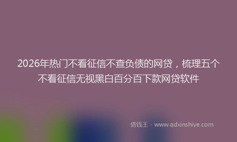 2026年热门不看征信不查负债的网贷，梳理五个不看征信无视黑白百分百下款网贷软件