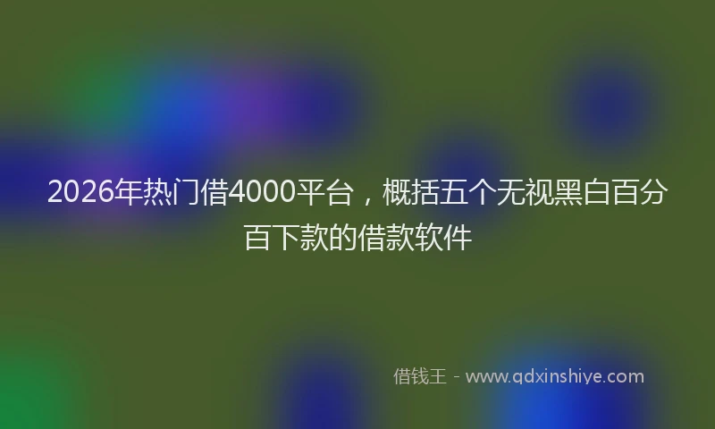 2026年热门借4000平台，概括五个无视黑白百分百下款的借款软件