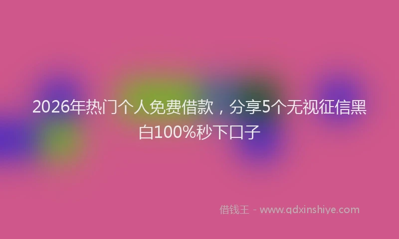 2026年热门个人免费借款，分享5个无视征信黑白100%秒下口子