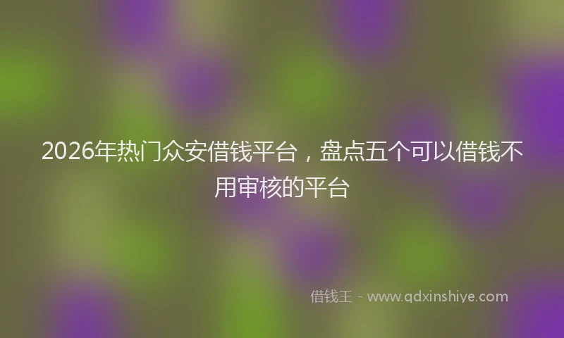 2026年热门众安借钱平台，盘点五个可以借钱不用审核的平台