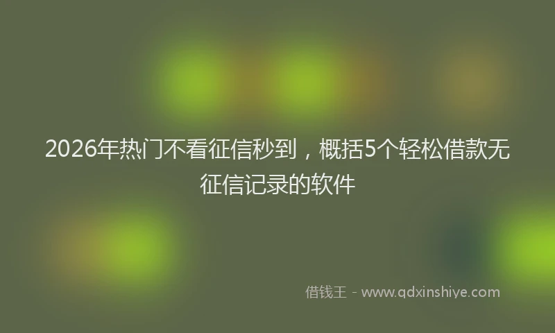 2026年热门不看征信秒到，概括5个轻松借款无征信记录的软件
