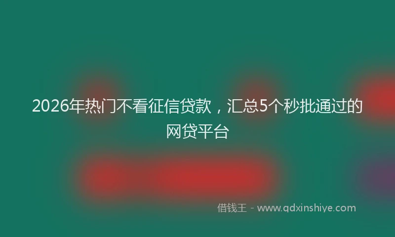 2026年热门不看征信贷款，汇总5个秒批通过的网贷平台