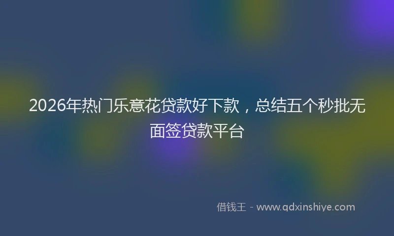 2026年热门乐意花贷款好下款，总结五个秒批无面签贷款平台