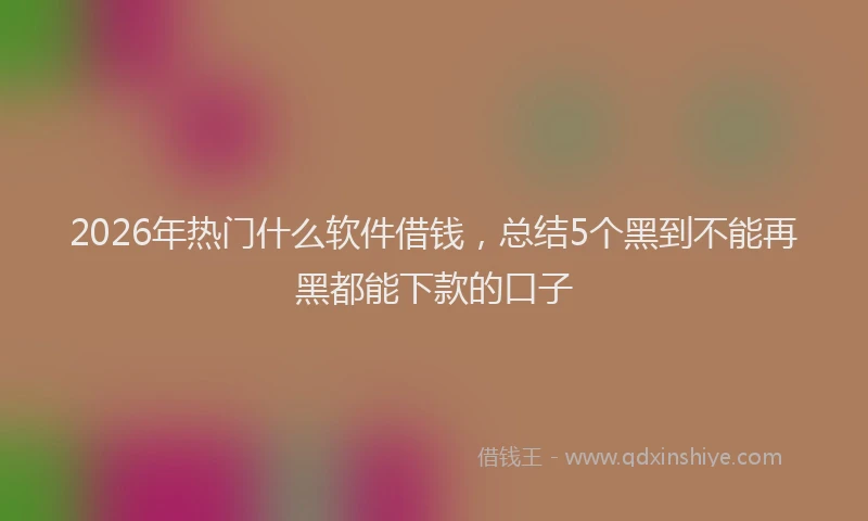 2026年热门什么软件借钱，总结5个黑到不能再黑都能下款的口子