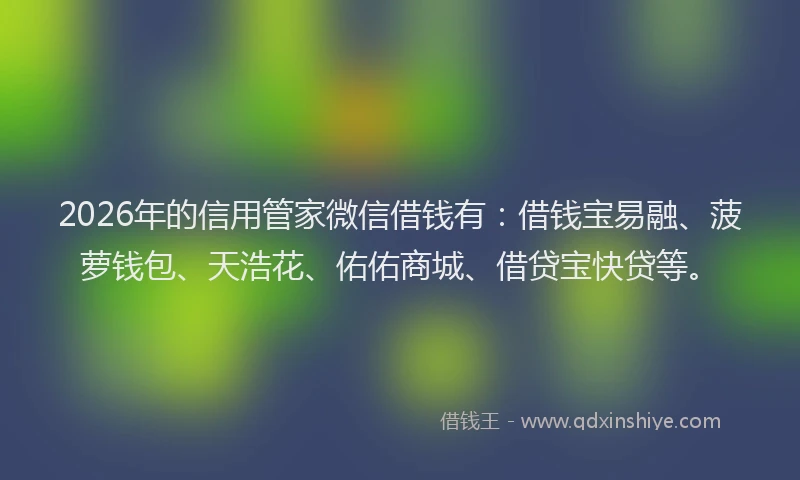 2026年的信用管家微信借钱有：借钱宝易融、菠萝钱包、天浩花、佑佑商城、借贷宝快贷等。