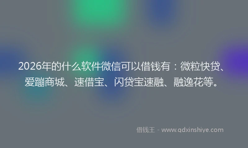 2026年的什么软件微信可以借钱有：微粒快贷、爱蹦商城、速借宝、闪贷宝速融、融逸花等。
