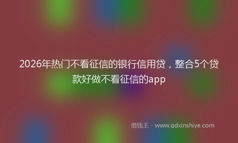 2026年热门不看征信的银行信用贷，整合5个贷款好做不看征信的app
