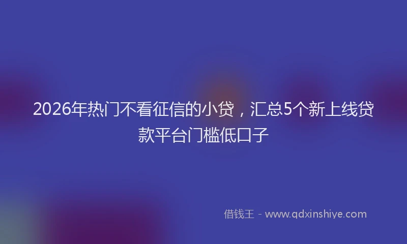 2026年热门不看征信的小贷，汇总5个新上线贷款平台门槛低口子