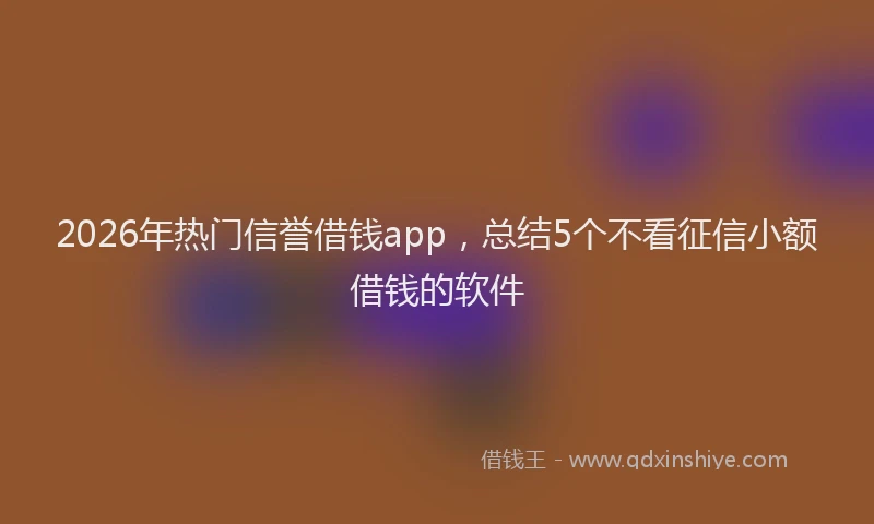 2026年热门信誉借钱app，总结5个不看征信小额借钱的软件