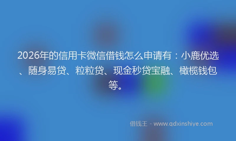2026年的信用卡微信借钱怎么申请有：小鹿优选、随身易贷、粒粒贷、现金秒贷宝融、橄榄钱包等。